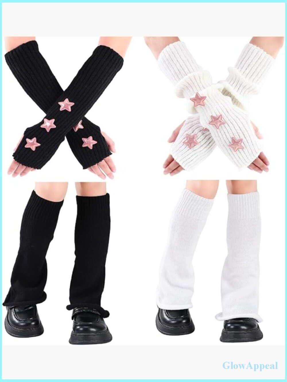 4 Pairs Y2K Leg Warmers & Arm Warmers Set Stretchy Retro Streetwear Dance